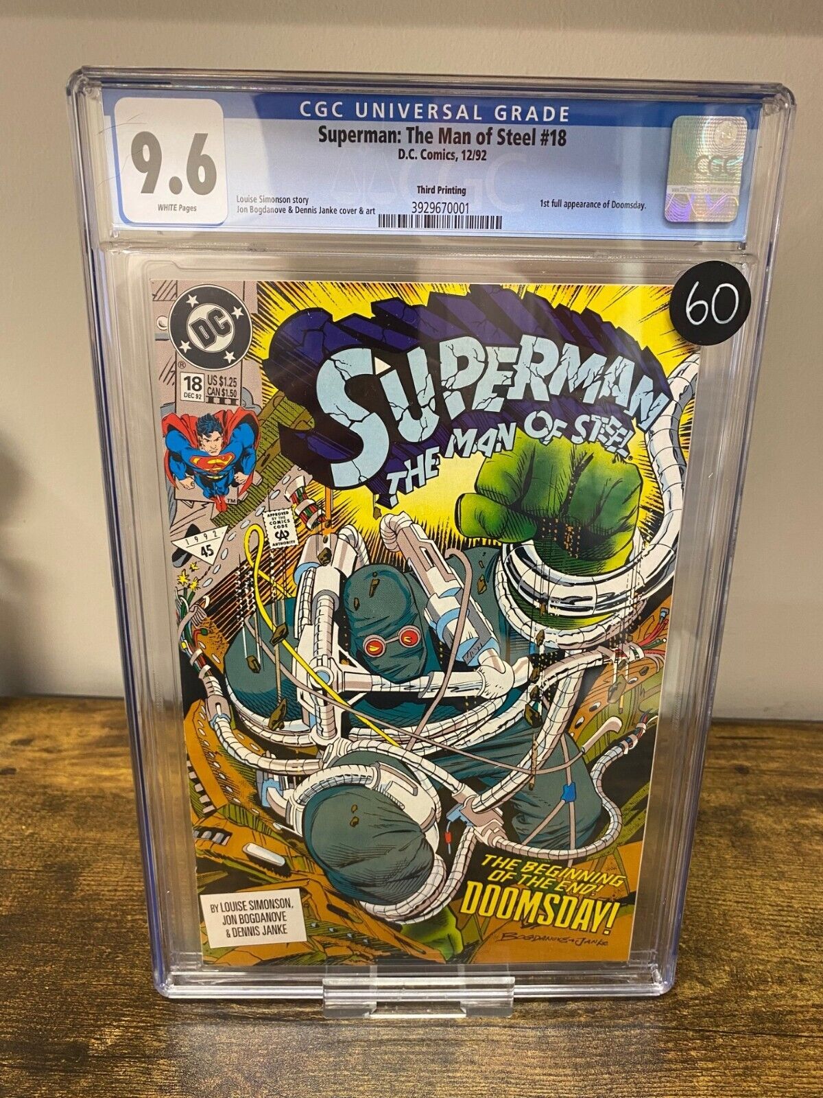 SUPERMAN THE MAN OF STEEL #18 1992 THIRD PRINTING CGC 9.6 DC