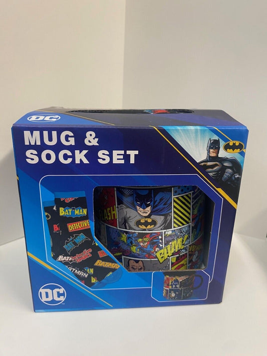 BATMAN ENAMEL MUG & SOCK SET OFFICIAL DC MERCHANDISE CHRISTMAS GIFT