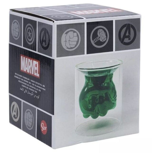 HULK 3D SHAPED GLASS TUMBLER OFFICIAL MARVEL MERCHANDISE