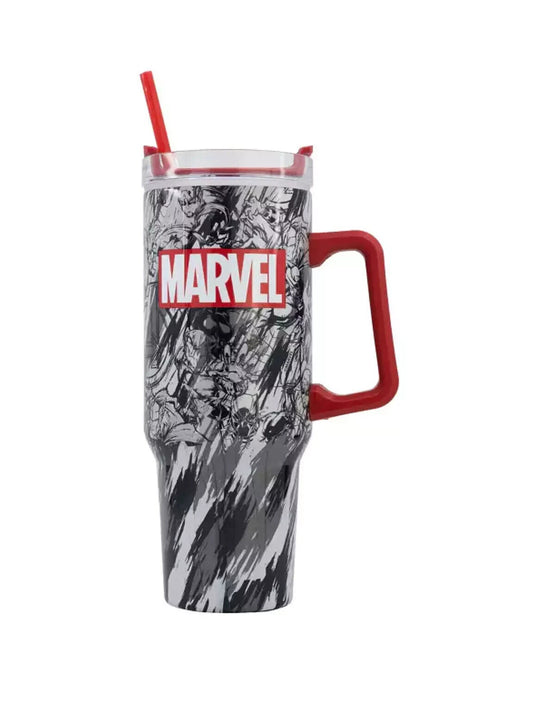 MARVEL PATTERN STAINLESS STEEL XXL RAMBLER MUG OFFICIAL MERCHANDISE