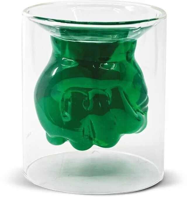 HULK 3D SHAPED GLASS TUMBLER OFFICIAL MARVEL MERCHANDISE